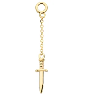 14kt Gold Dagger Dangle Chain Charm