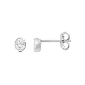 18 KARAT .35CT OVAL CUT BEZEL SET STUD EARRINGS