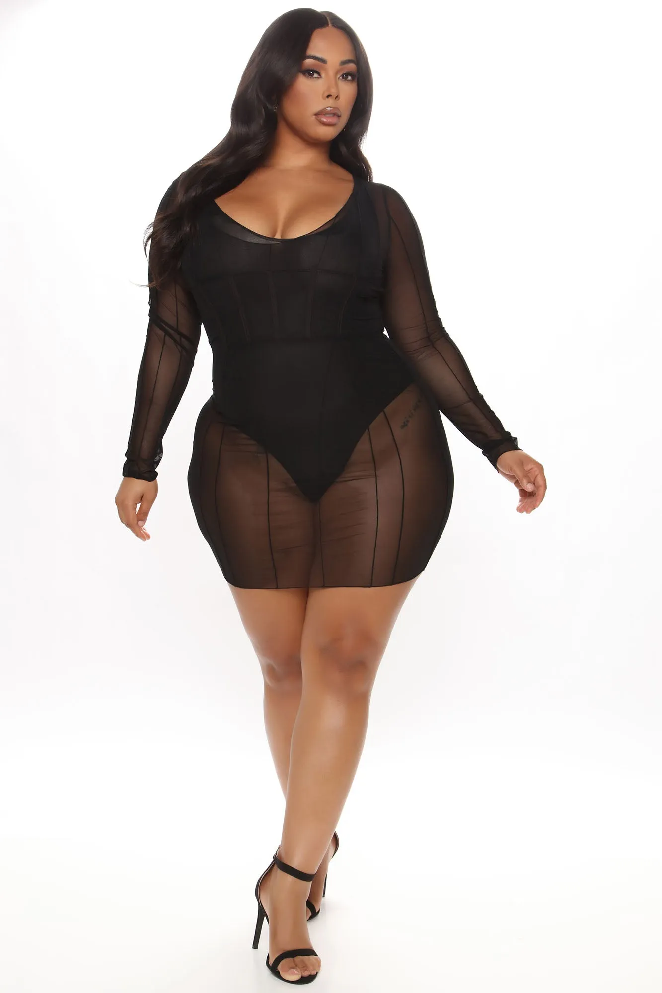 A Good Time Mesh Mini Dress - Black