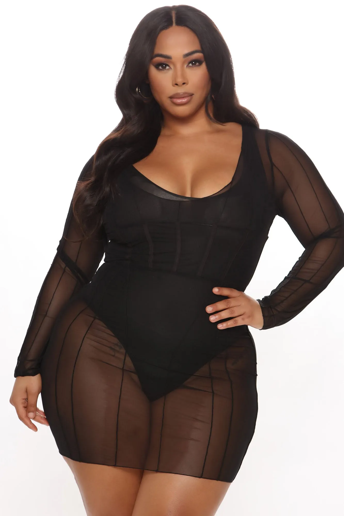 A Good Time Mesh Mini Dress - Black