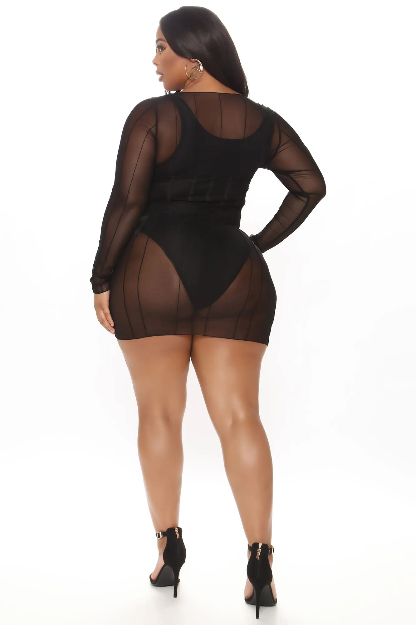 A Good Time Mesh Mini Dress - Black