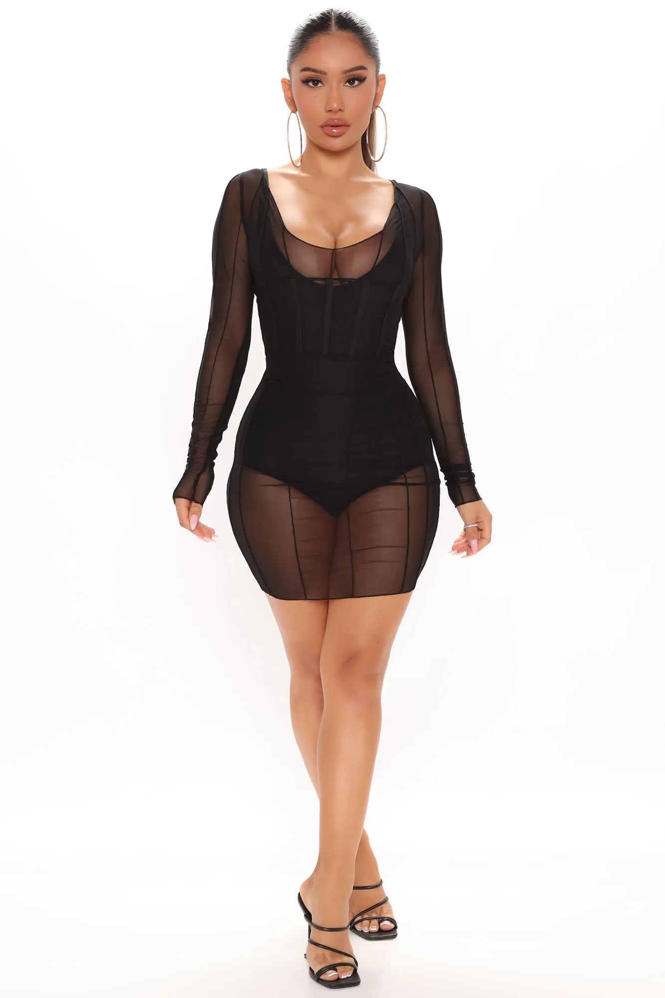 A Good Time Mesh Mini Dress - Black