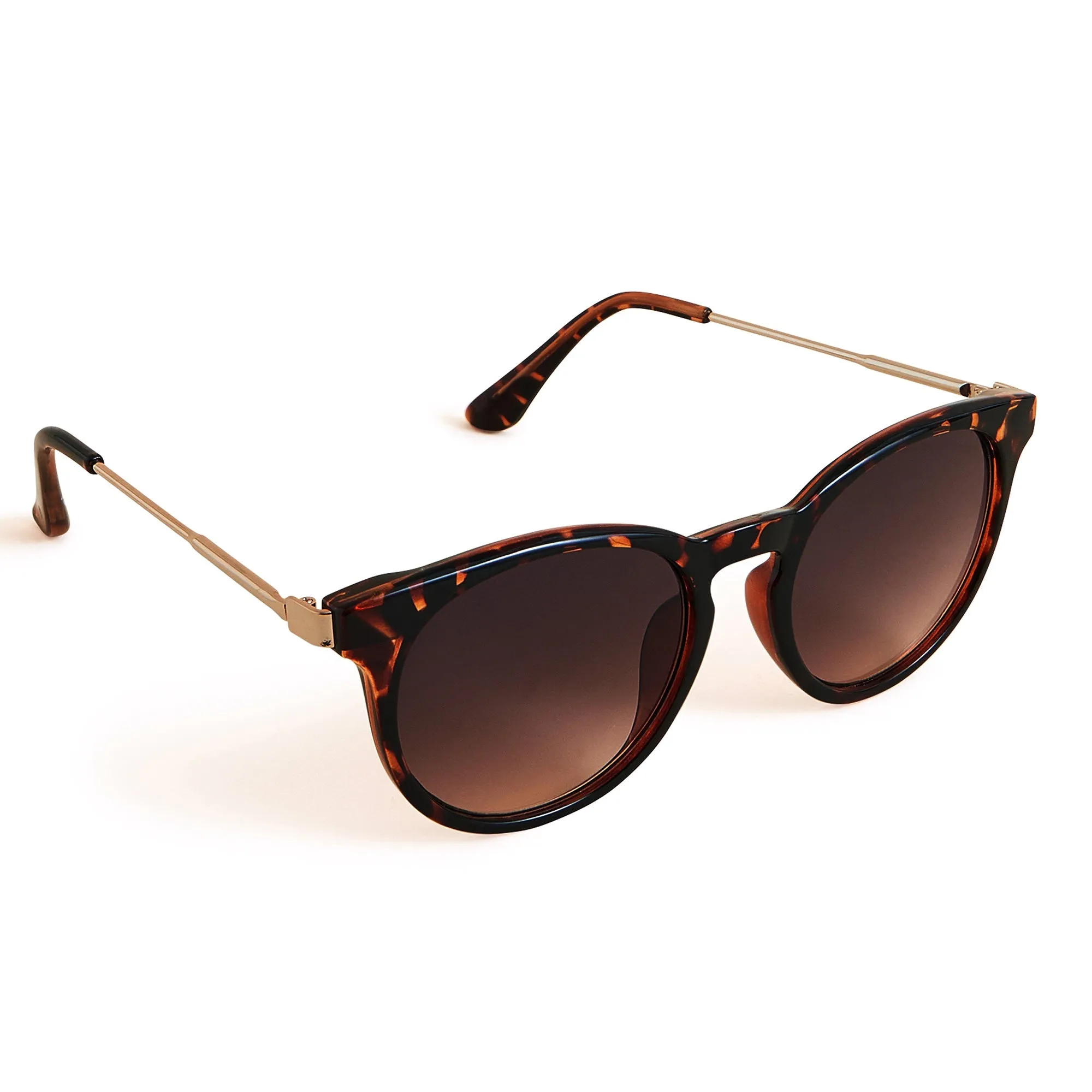 Accessorize London Women's Brown Classic Preppy Metal Arm Sunglass