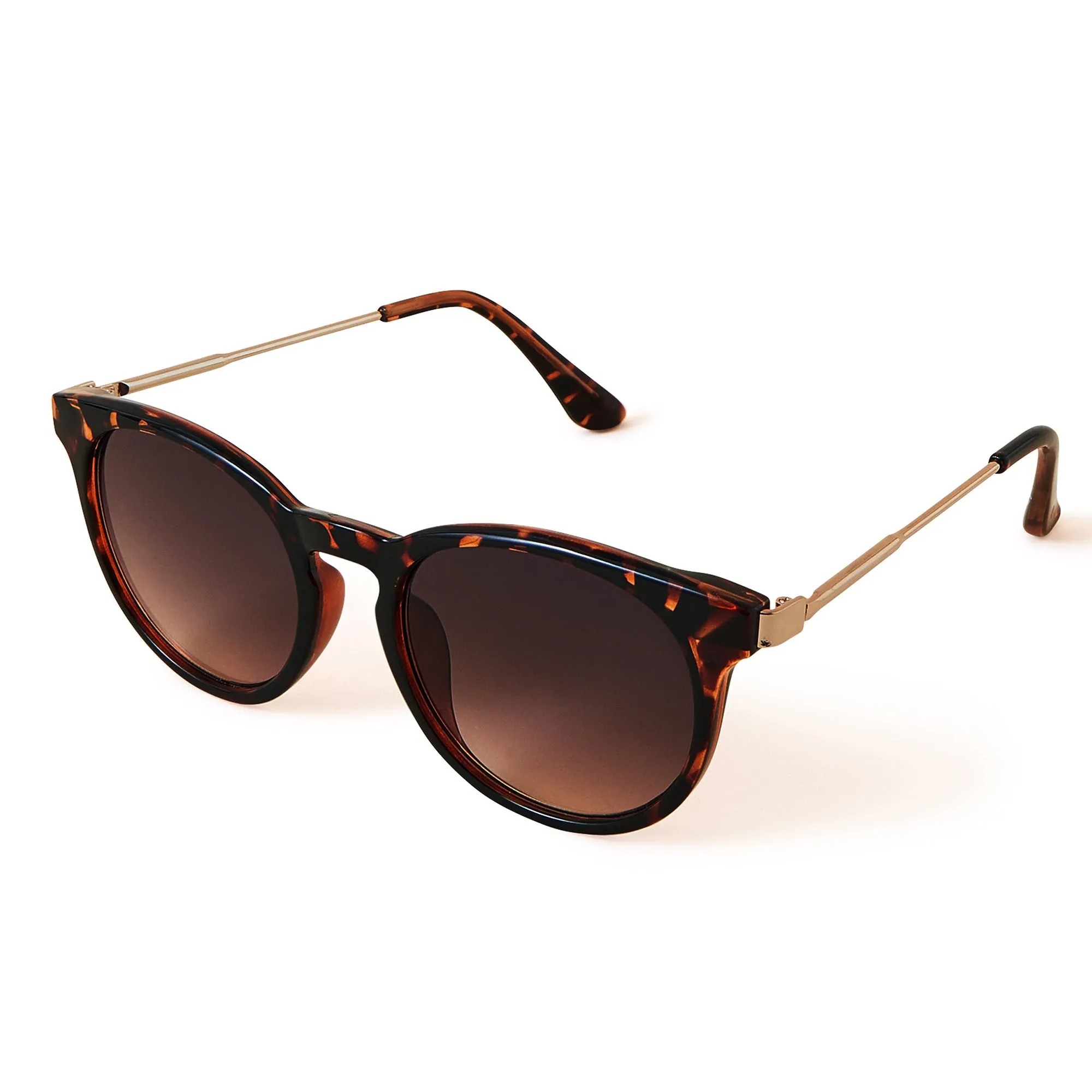 Accessorize London Women's Brown Classic Preppy Metal Arm Sunglass