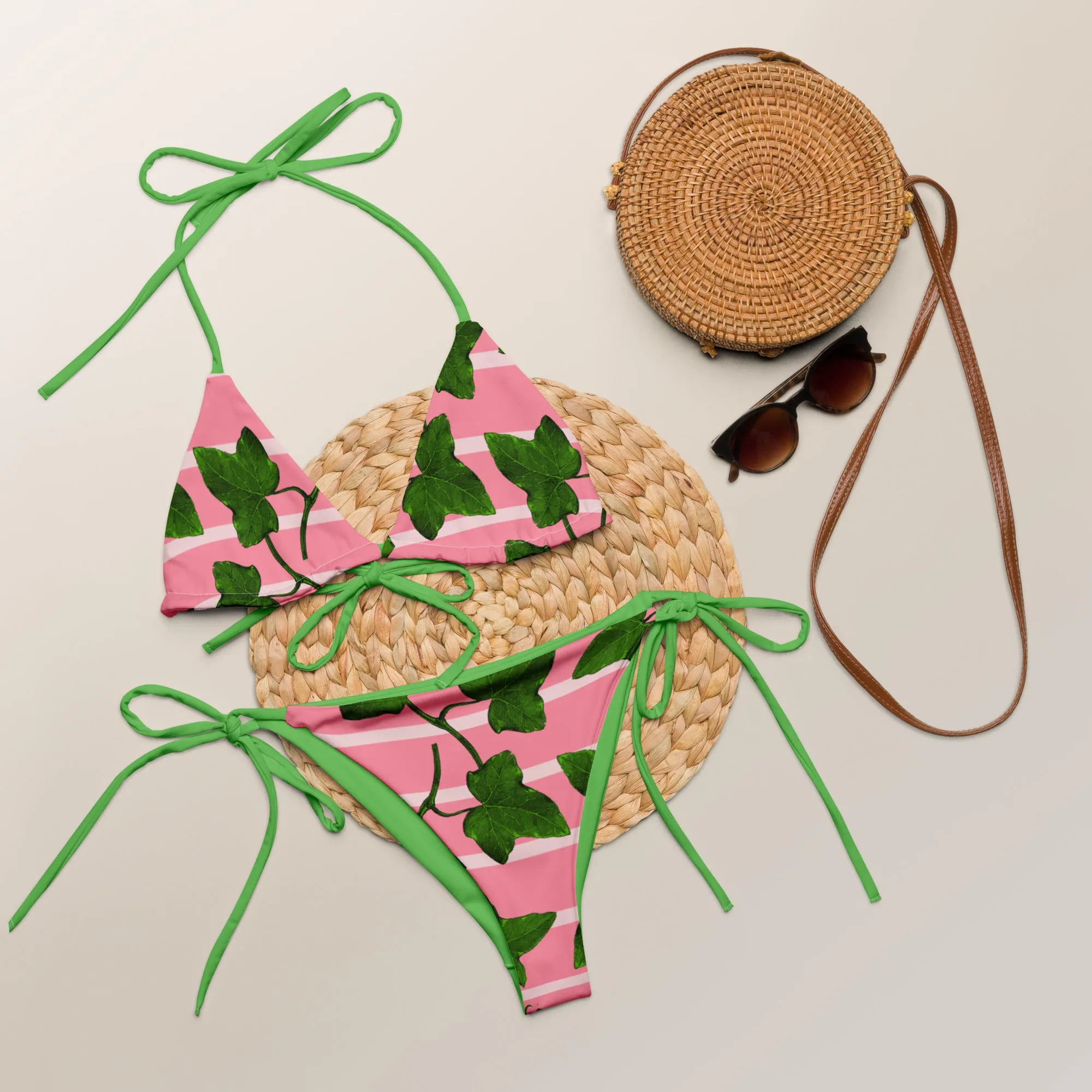 All-over print recycled string bikini