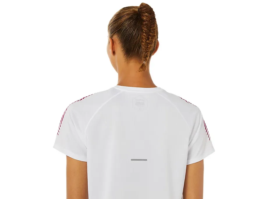 Asics ICON SS TOP technical running shirt 2012B044 100 brilliant white-fuchshia red