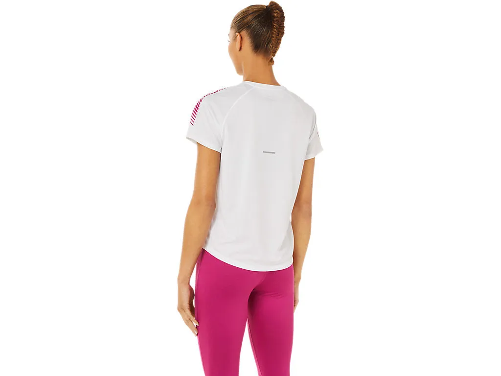 Asics ICON SS TOP technical running shirt 2012B044 100 brilliant white-fuchshia red