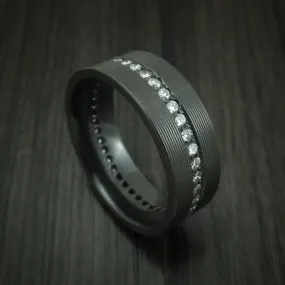 Black Titanium And Diamonds Eternity Men's Ring Custom Made Band