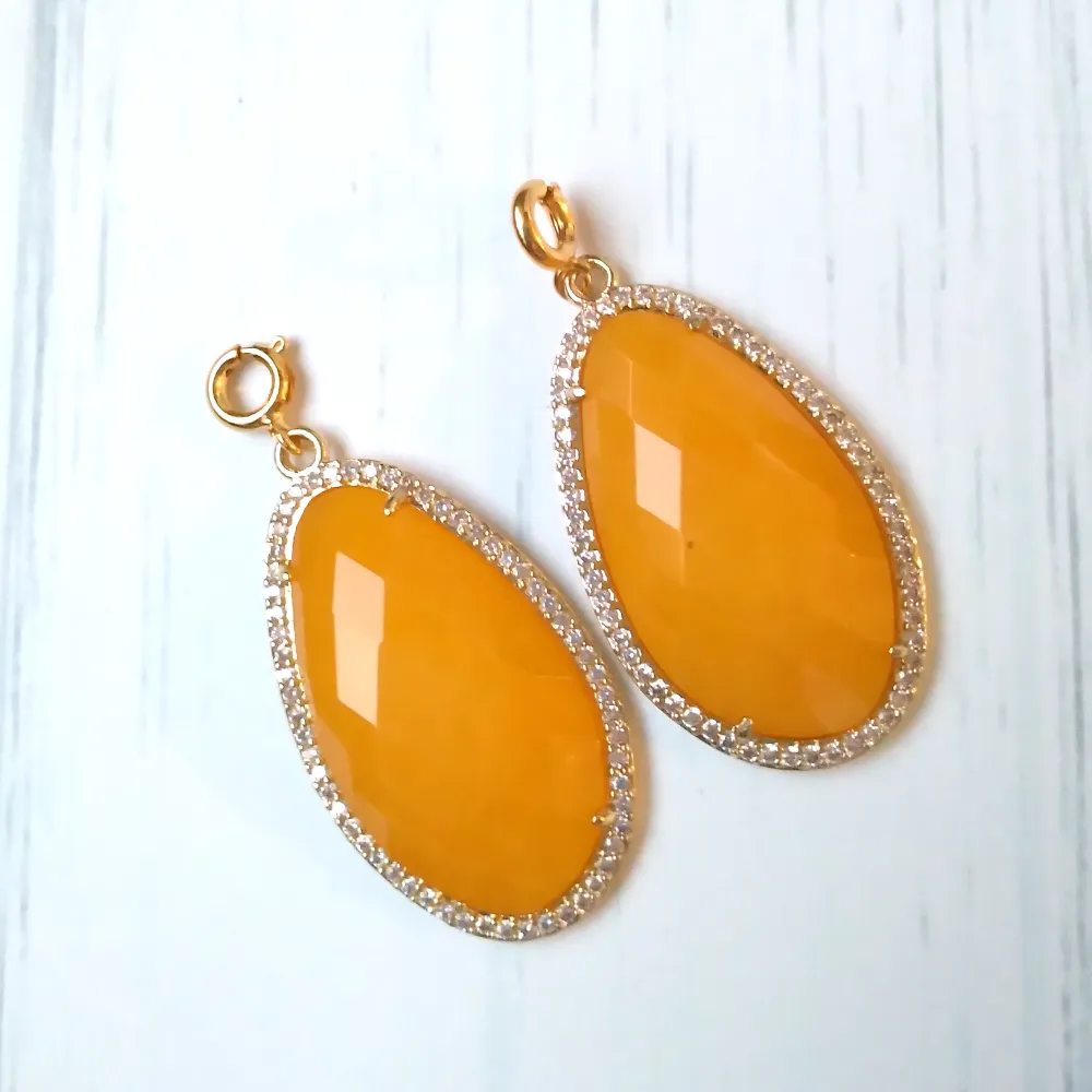 Branch Coral Stud with Haloed Yellow Jade Earrings