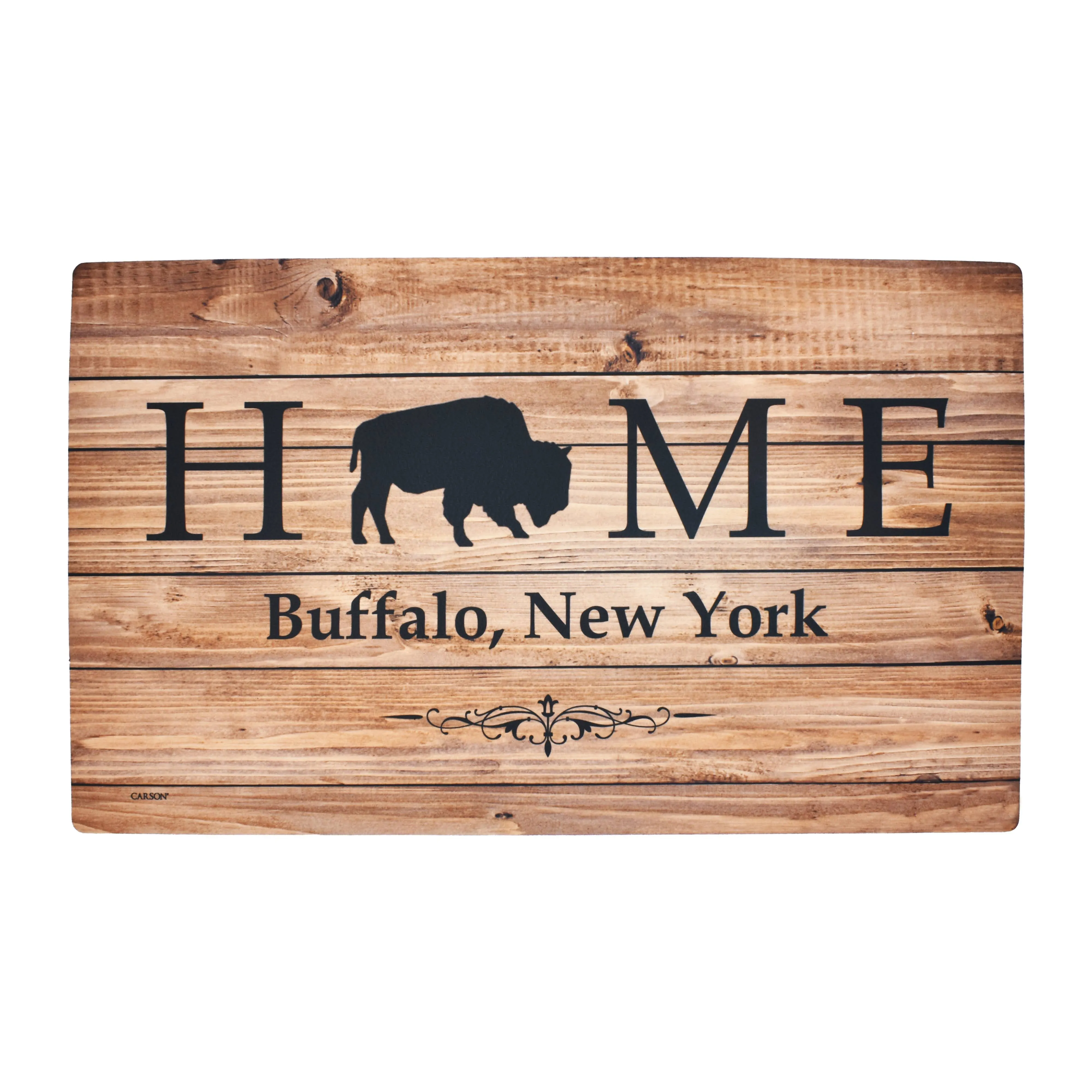 Buffalo, New York Wooden Plank Background Doormat