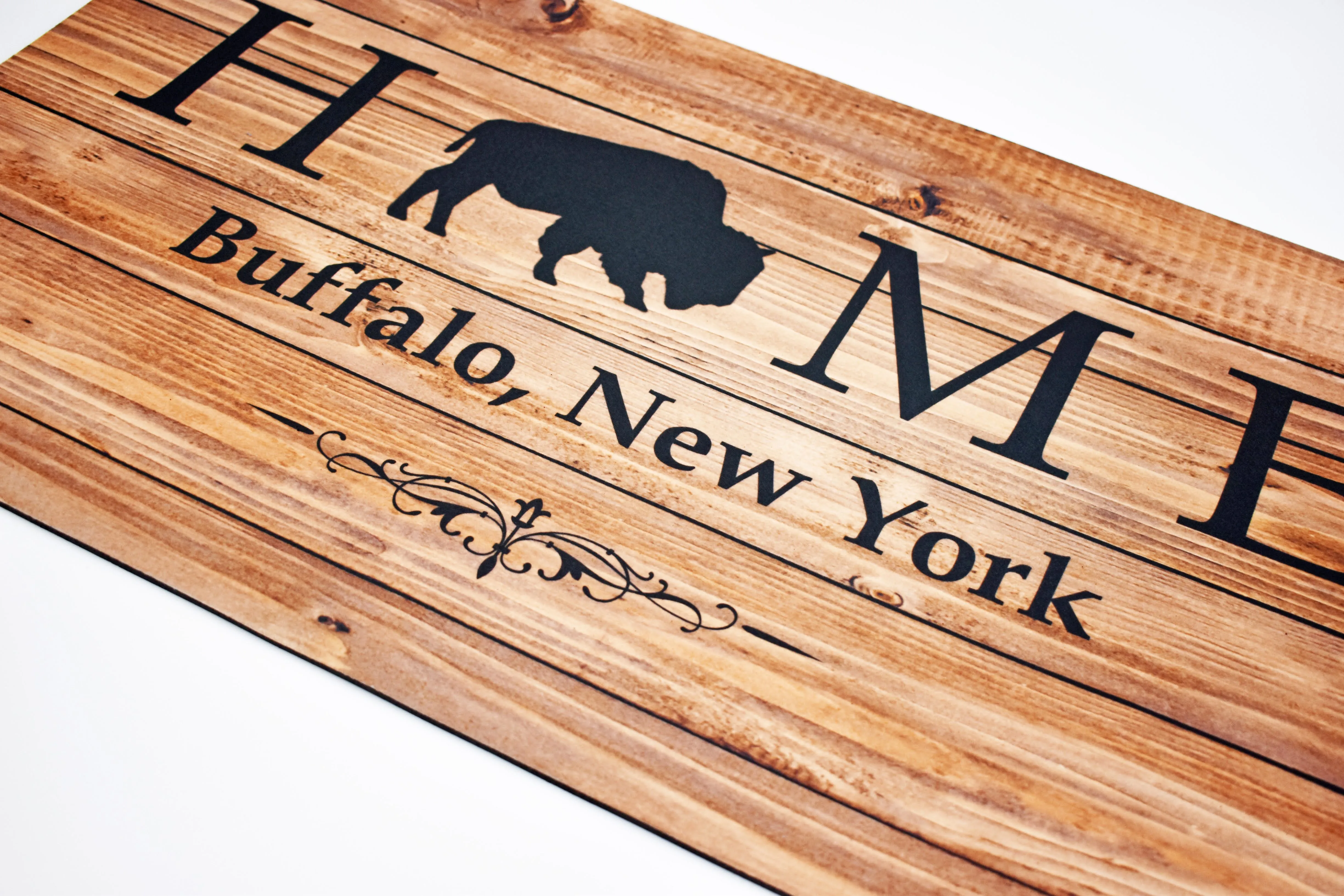 Buffalo, New York Wooden Plank Background Doormat