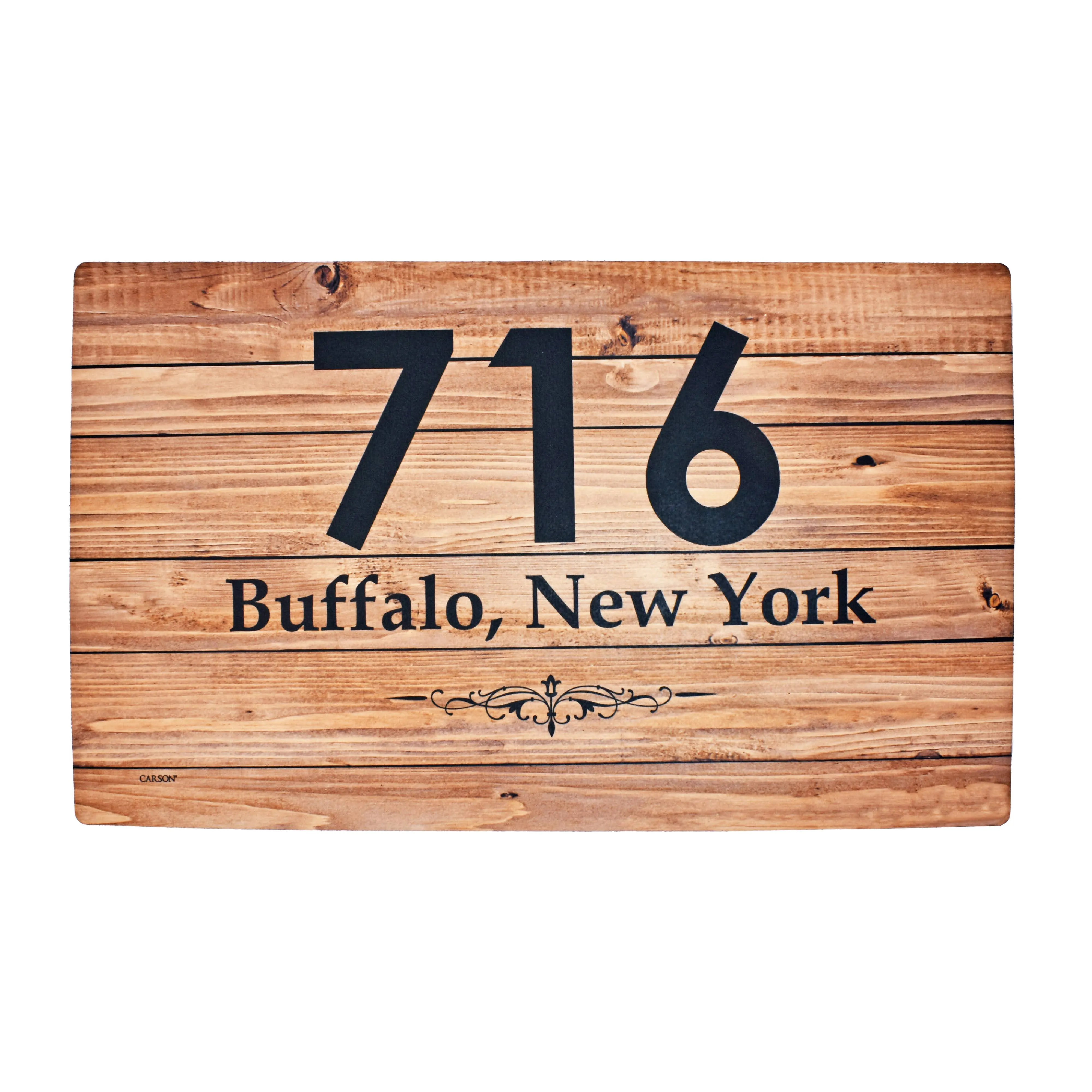 Buffalo, New York Wooden Plank Background Doormat