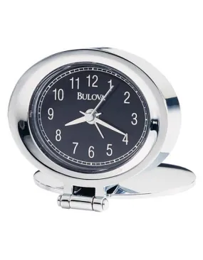 Bulova Adamo Travel Alarm Clock - Metal Case with Chrome Finish