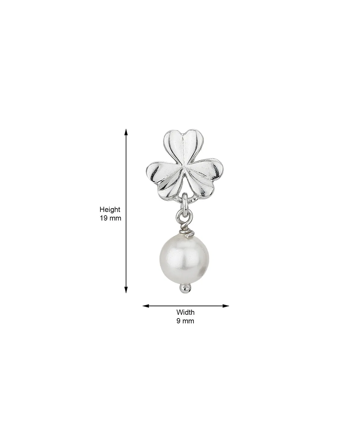 Carlton London 925 Sterling Silver Rhodium Plated White Pearl Floral Drop Earring