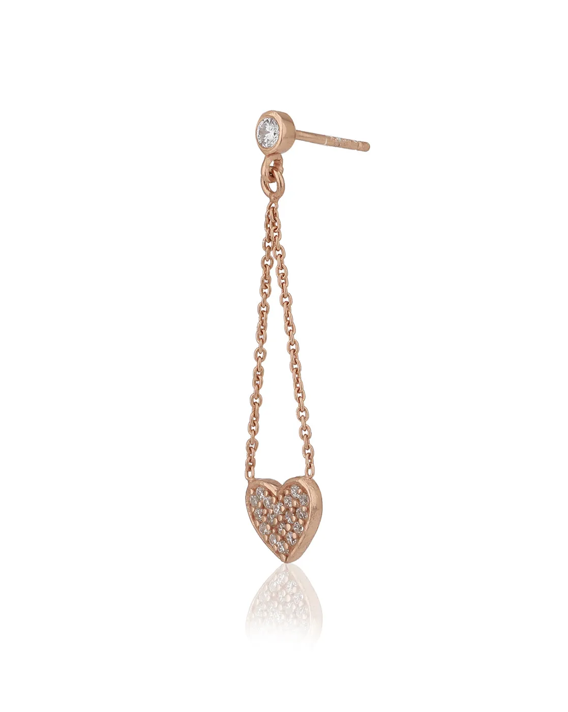 Carlton London 925 Sterling Silver Rose Gold Plated Cz Heart Drop Earring For Women