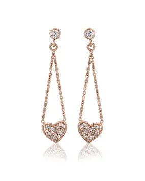 Carlton London 925 Sterling Silver Rose Gold Plated Cz Heart Drop Earring For Women