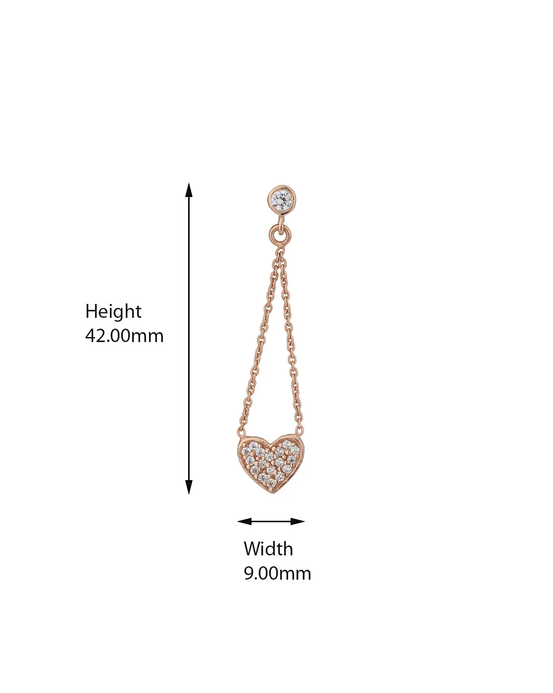 Carlton London 925 Sterling Silver Rose Gold Plated Cz Heart Drop Earring For Women