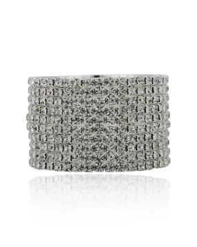 Carlton London Cz Studded With Rhodium Plated Stretchable Bracelet