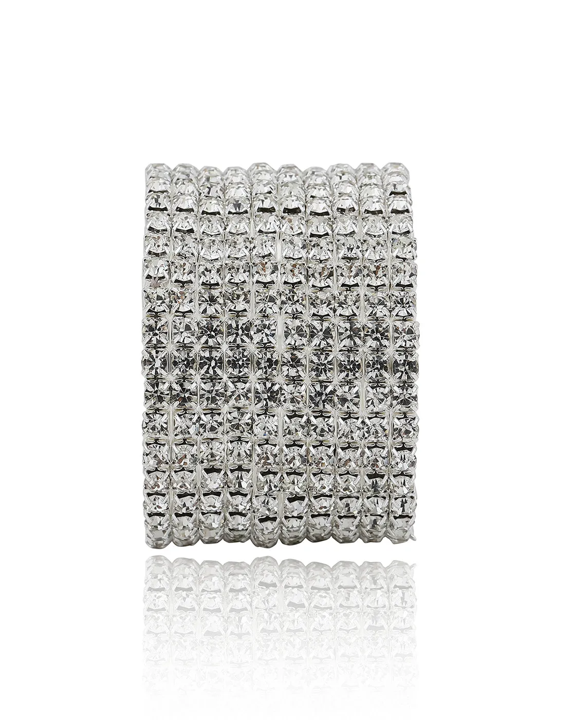 Carlton London Cz Studded With Rhodium Plated Stretchable Bracelet