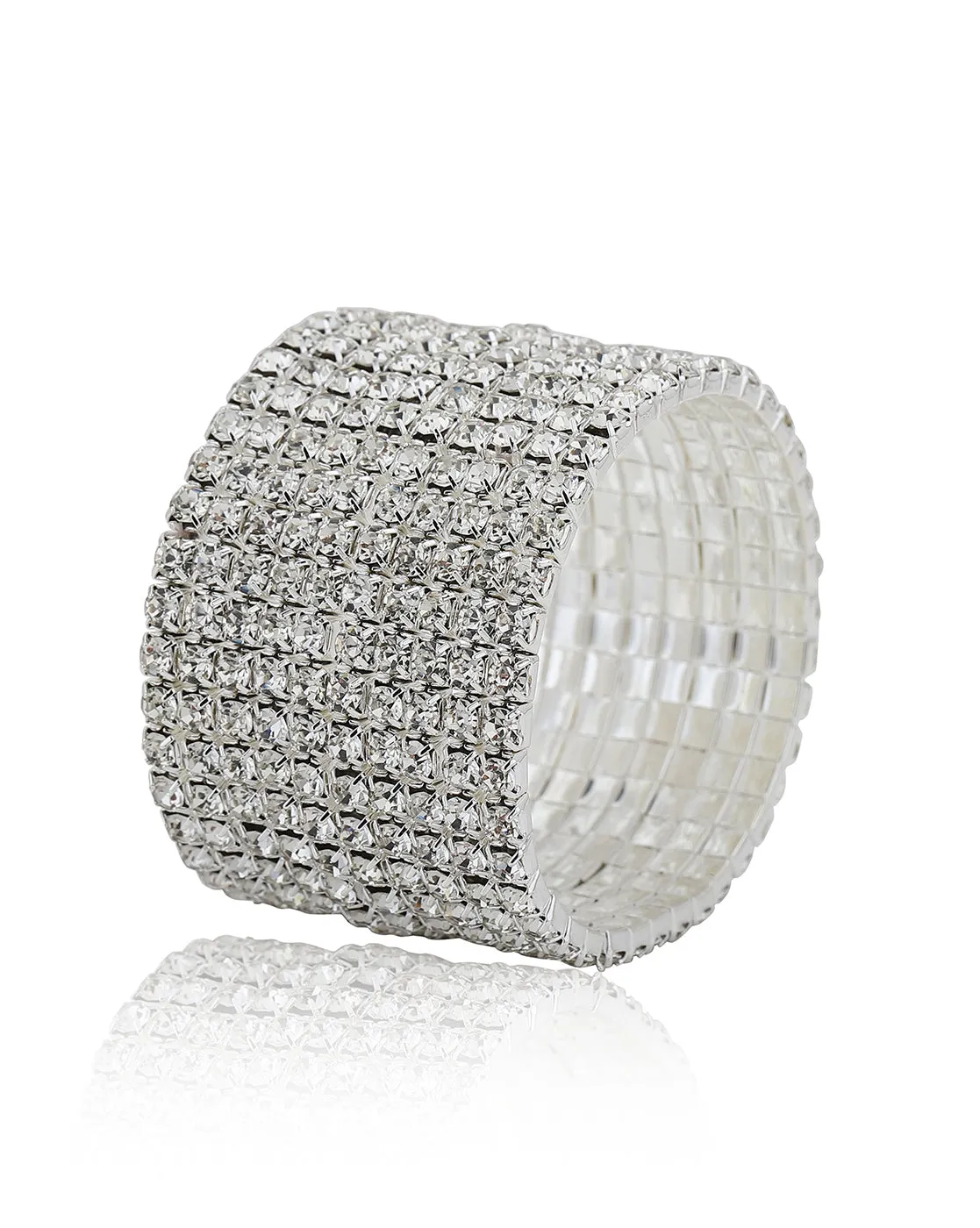 Carlton London Cz Studded With Rhodium Plated Stretchable Bracelet