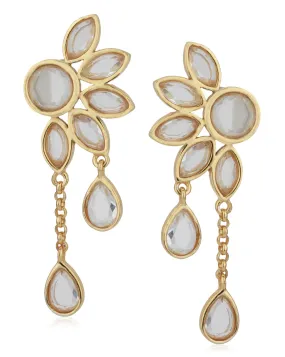 Carlton London Gold Plated Cz Floral Drop Earring For Women