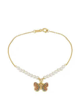 Carlton London Gold Plated With Pearls Butterfly Bracelet For Women