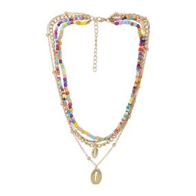 Carlton London Multicoloured Rose Gold-Plated Layered Necklace Fjn3865