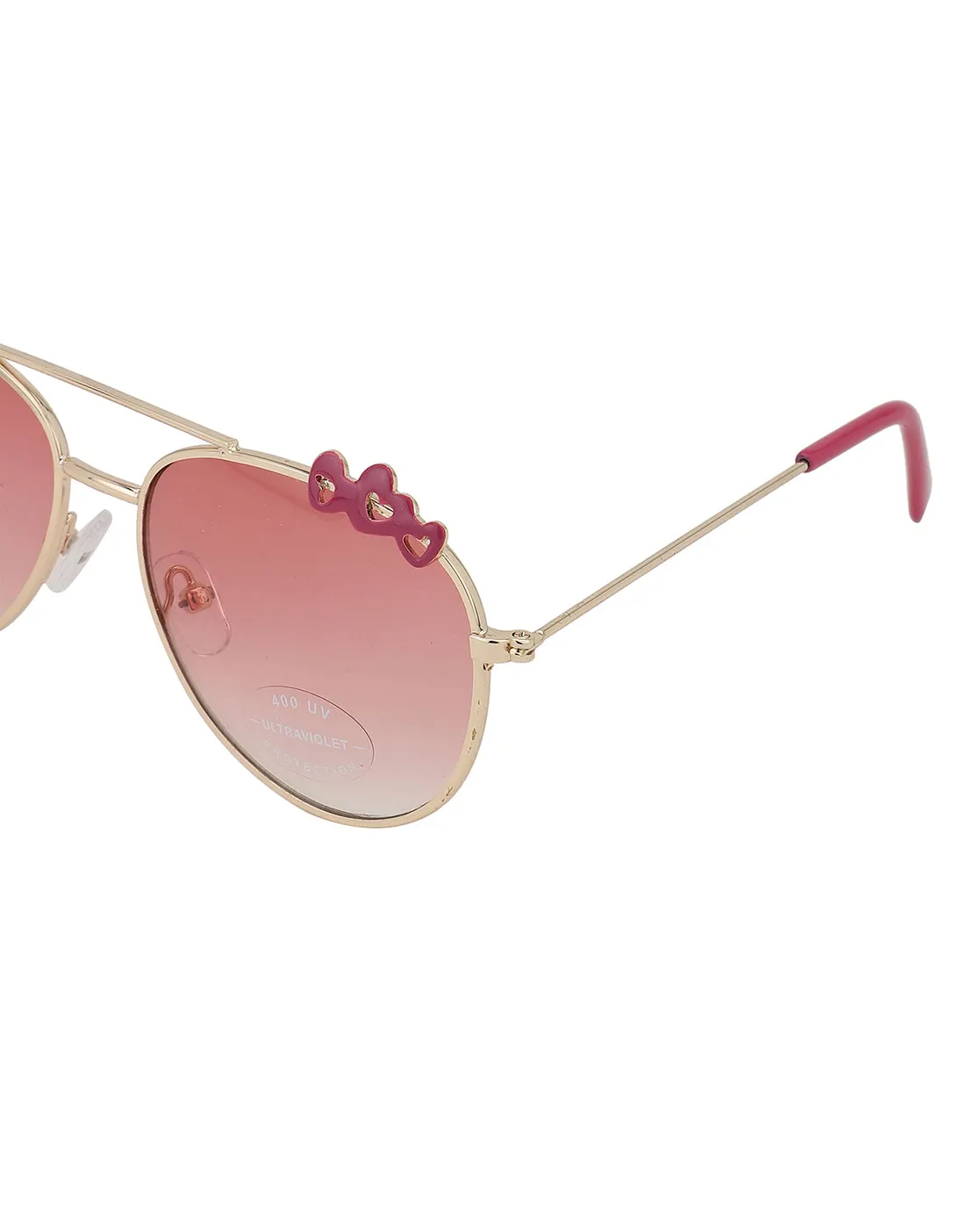 Carlton London Pink Lens & Gold-Toned Aviator Sunglasses Uv Protected Lens For Girl