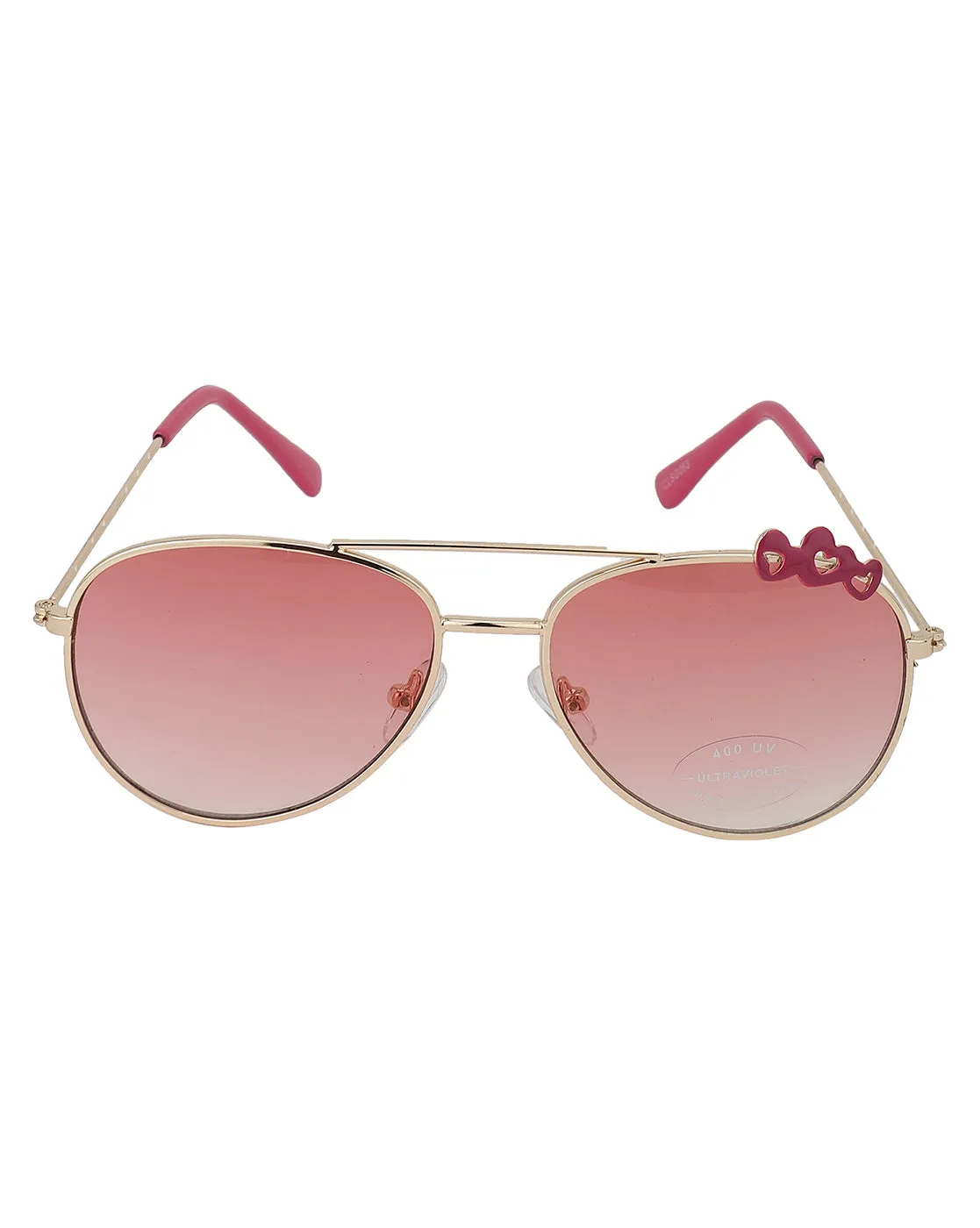 Carlton London Pink Lens & Gold-Toned Aviator Sunglasses Uv Protected Lens For Girl