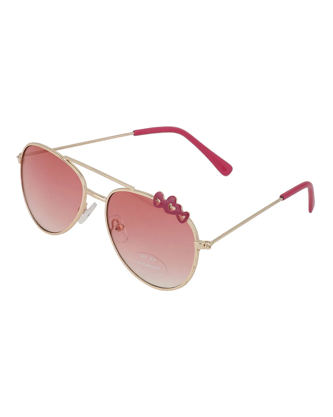 Carlton London Pink Lens & Gold-Toned Aviator Sunglasses Uv Protected Lens For Girl