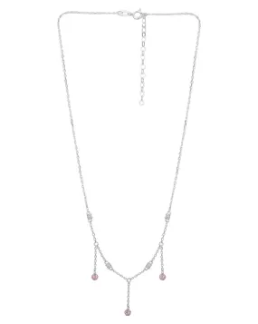 Carlton London  Rhodium Plated Classic Necklace With Dangling Solitaire