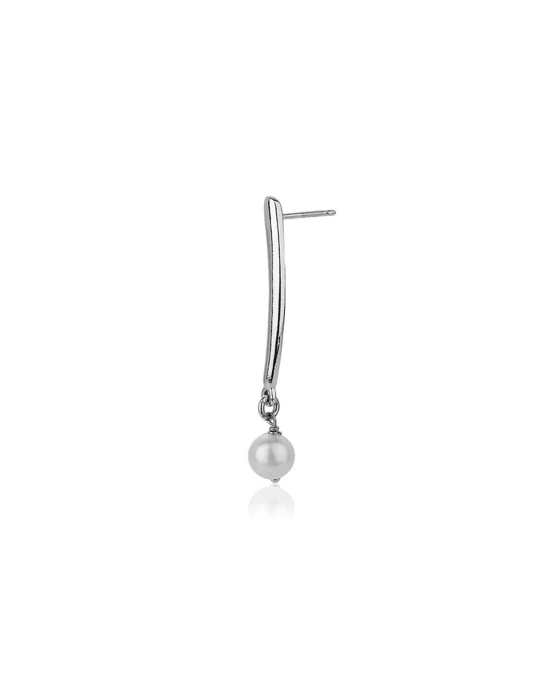 Carlton London Rhodium Plated Contemporary Drop Earring With Dangling Pearl