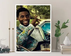 Chadwick Boseman Poster, Black Panther Canvas Rolls, Custom Canvas, Home decor, Wall Hanging, Hollywood Actor Chadwick Boseman Poster