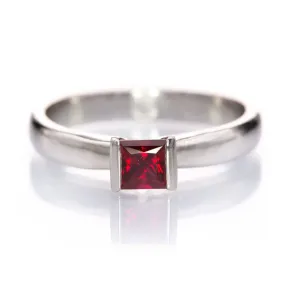 Chatham Princess Chatham Ruby Modified Tension Solitaire Engagement Ring, Ready to Size 5 - 7.5