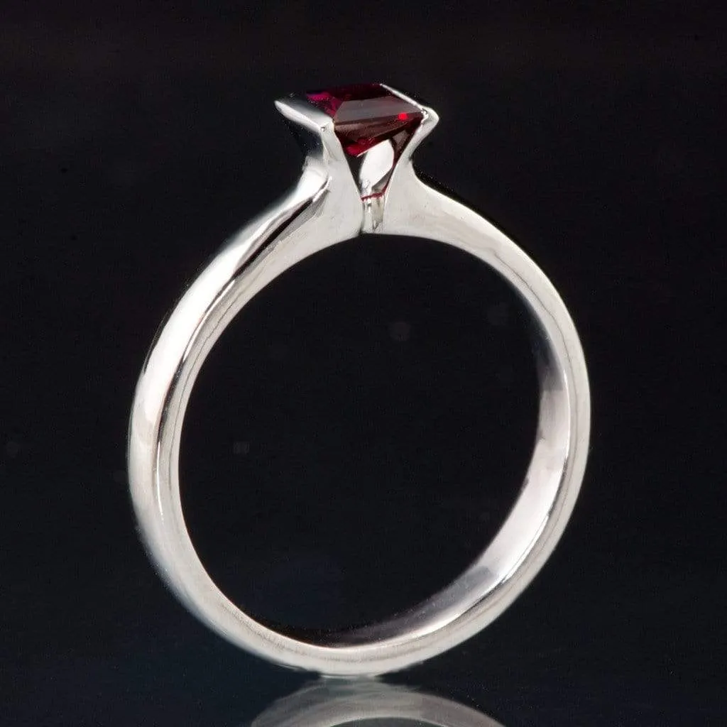 Chatham Princess Chatham Ruby Modified Tension Solitaire Engagement Ring, Ready to Size 5 - 7.5