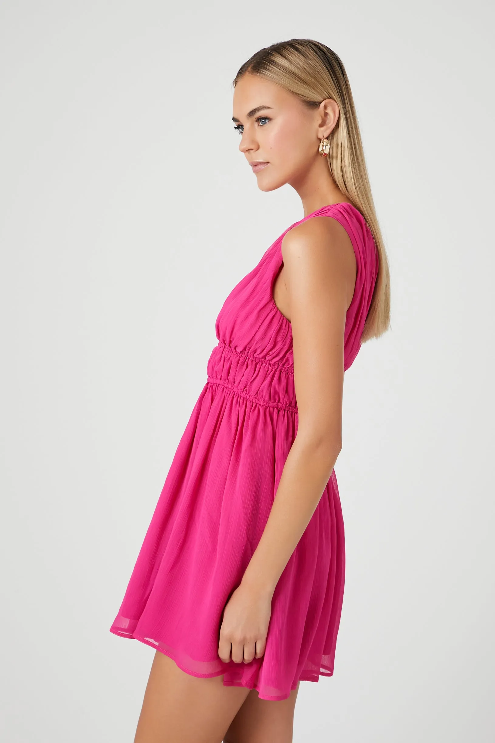 Chiffon One-Shoulder Mini Dress