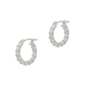 Cubic Zirconia Silver Eternity Hoop Earrings - Small