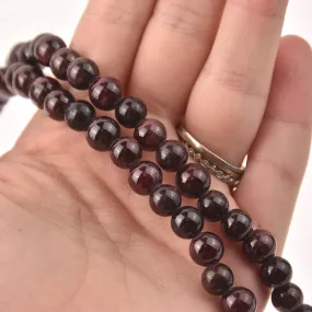 Dark Garnet Half Strand, Large Hole 8mm Round Gemstone Beads, 8 long gem0827