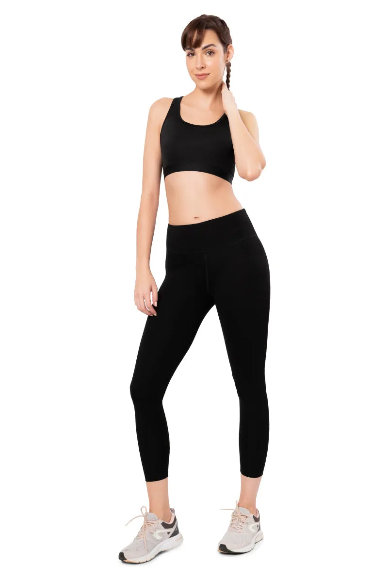 Energize Medium Impact Round Neck Sports Bra - Jet Black