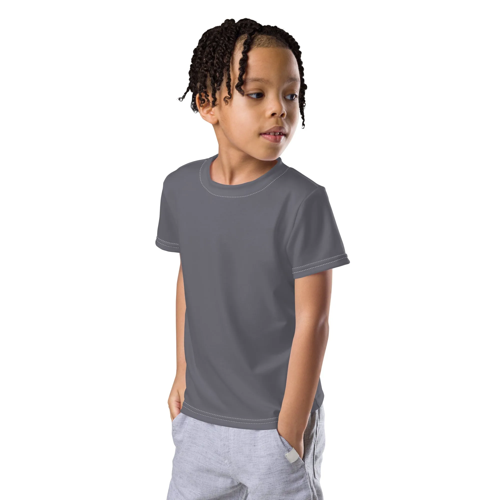 Everyday Comfort: Boys' Short Sleeve Solid Color Rash Guard - Charcoal