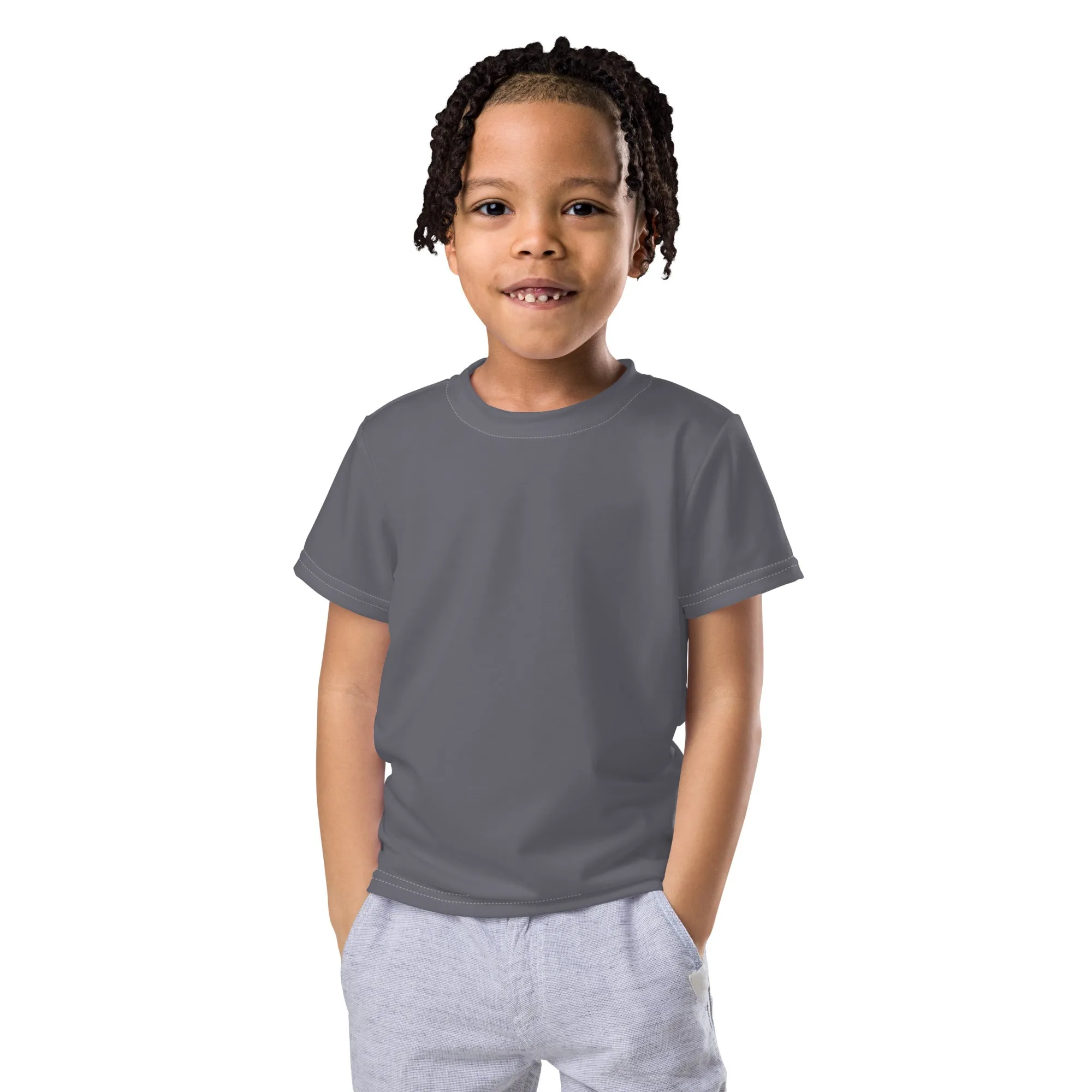 Everyday Comfort: Boys' Short Sleeve Solid Color Rash Guard - Charcoal