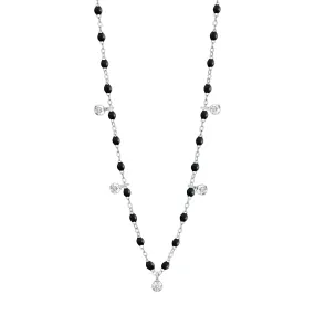 Gigi Supreme Classic 5 Diamond Necklace, Black, White Gold, 17.7"