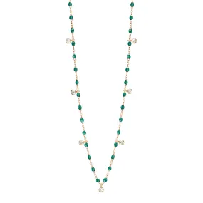 Gigi Supreme Classic 7 Diamond Necklace, Emerald, Rose Gold, 19.7"