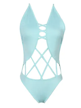 Halter Cross Straps One Piece Swimsuit