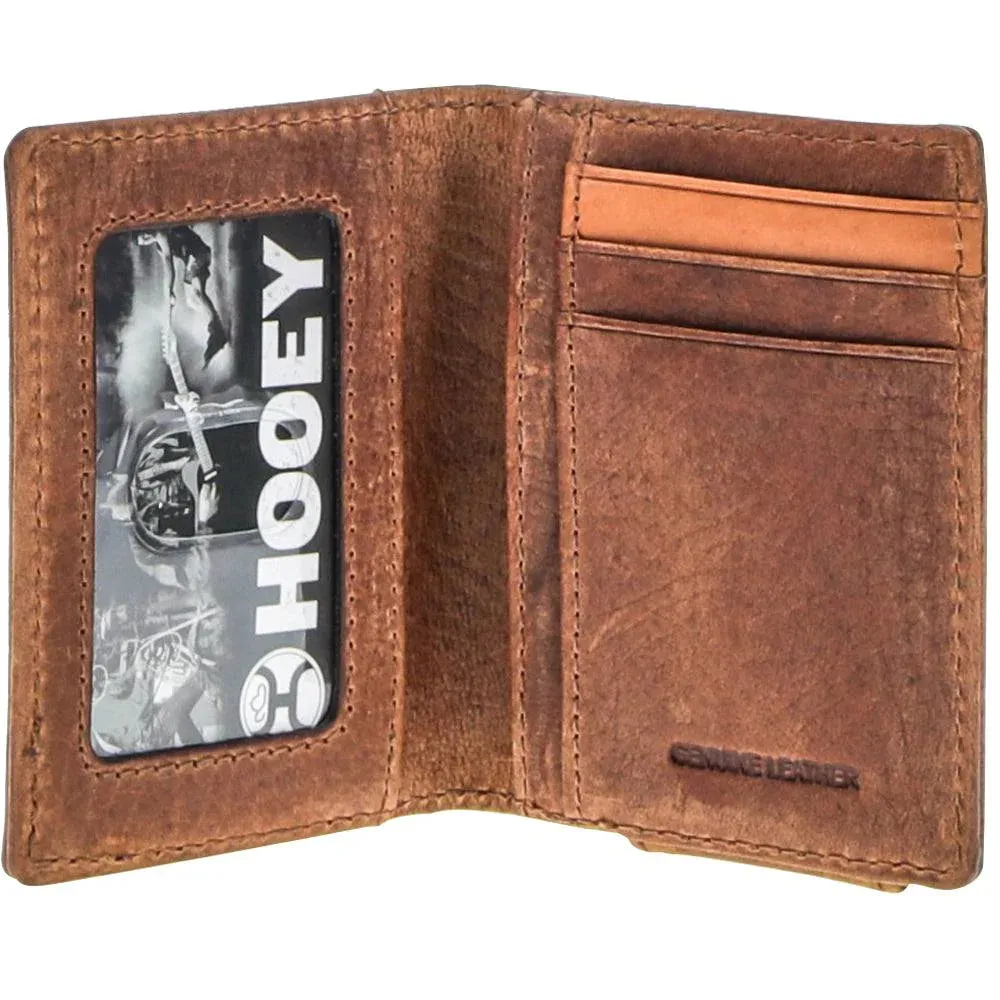 HOOEY PUNCHY CLASSIC BIFOLD MONEY CLIP BROWN /TAN LEATHER