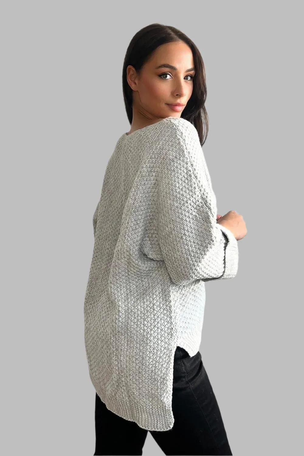 Horizontal Braid Slouchy Fit Pullover