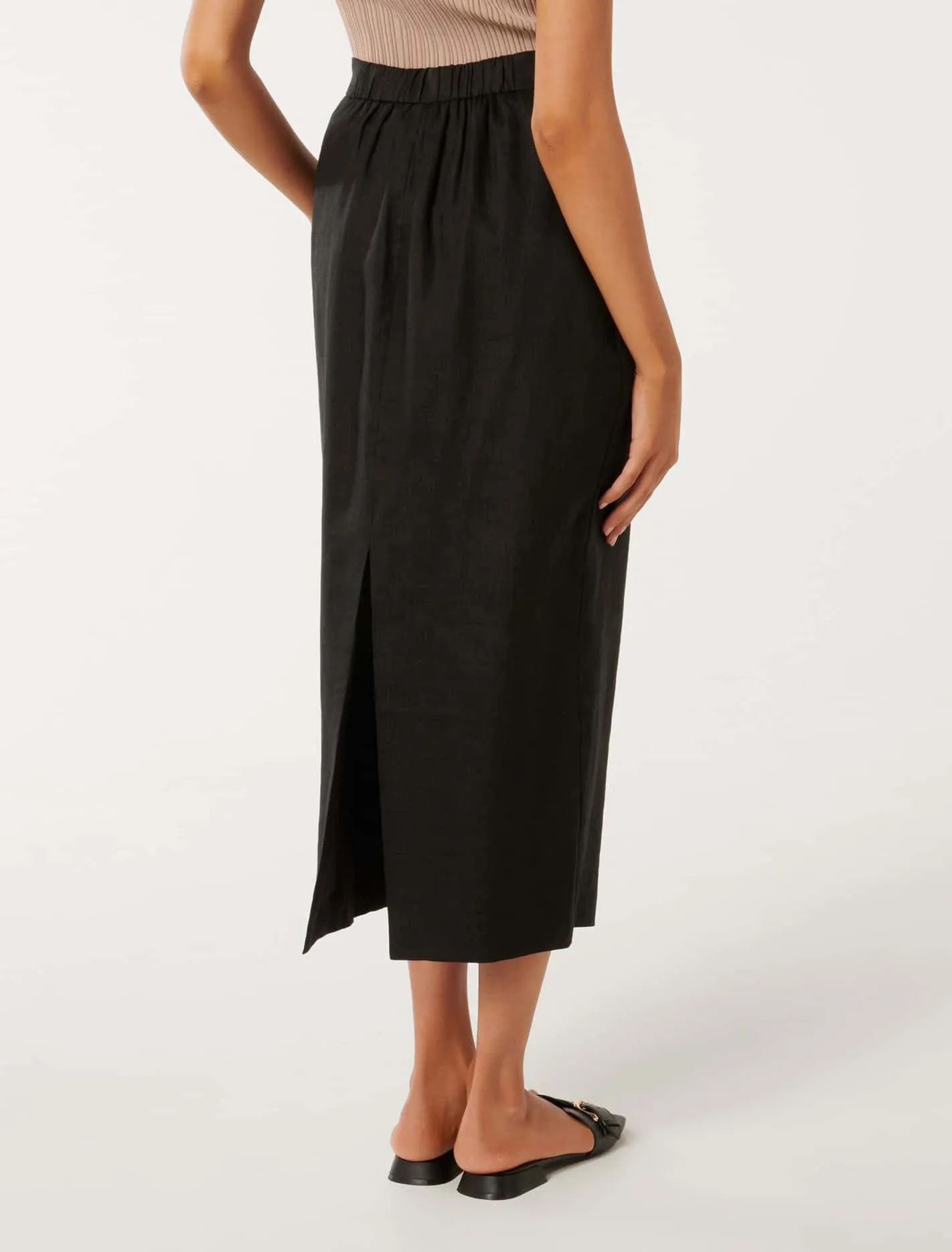 Lucy Petite Linen Column Midi Skirt