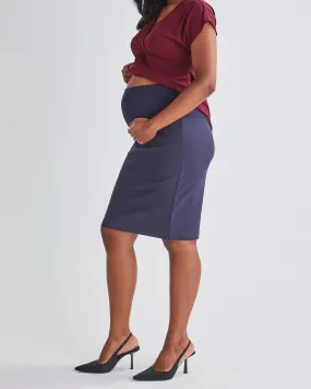 Maternity Straight Cut Ponti Work Skirt in Navy