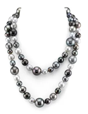 Multi-Color Tahitian Opera Length Pearl Necklace, 9.0-14.0mm