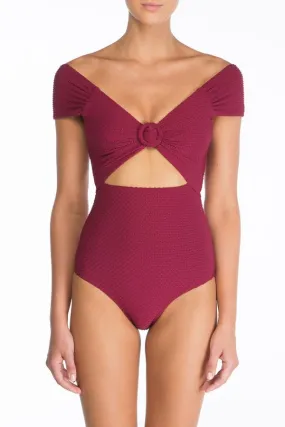 Off Shoulder One Piece - Sangria